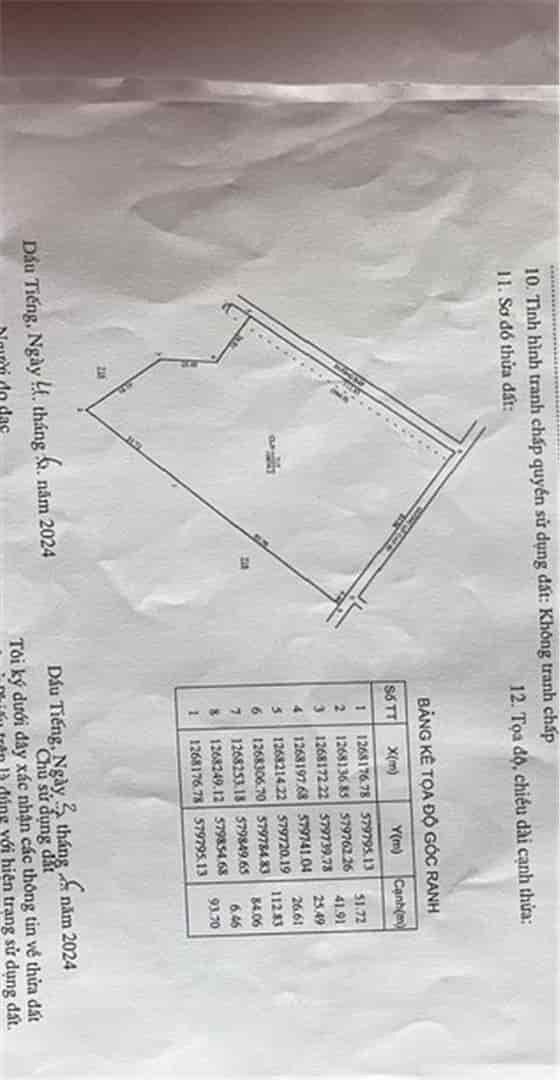 Cần bán lô đất 10.820m2 tại xã Minh Hòa, Dầu Tiếng, Bình Dương, 2 mặt tiền 115x80m