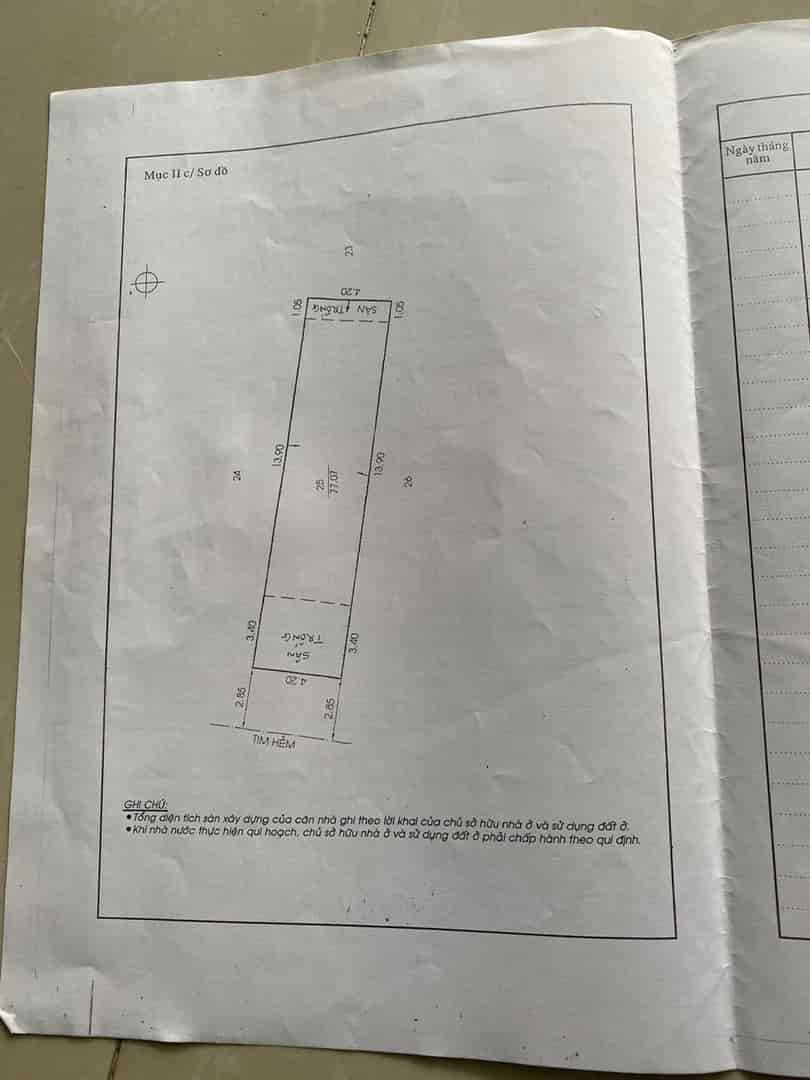 Bán nhà ngay chợ vải Phú Thọ Hòa 80m2, 2 tấm hẻm 6m cho thuê 12tr.