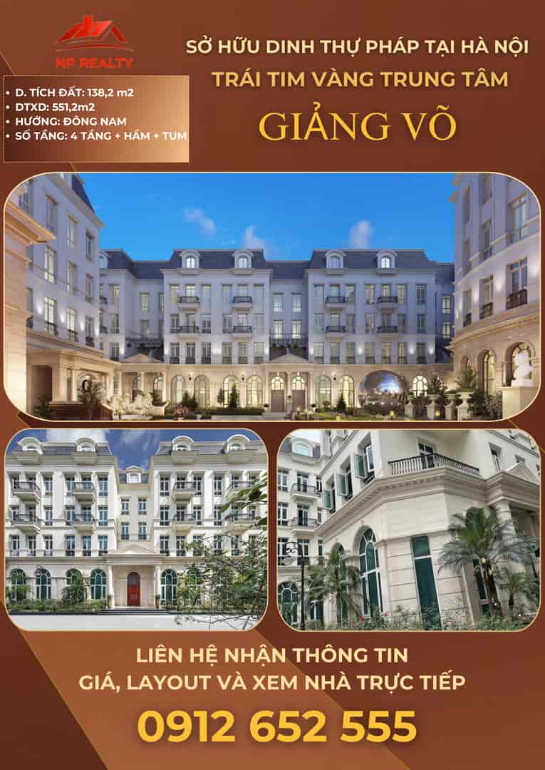 Chính chủ cần bán dinh thự Grandeur Palace 210m2, 138B phố Giảng Võ, trung tâm Hà Nội.