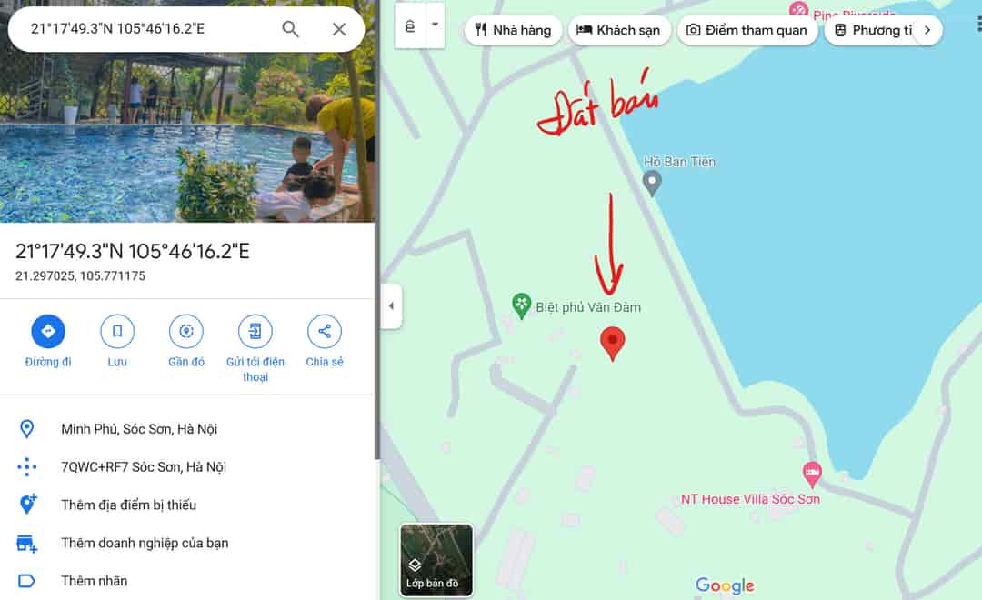 Chính chủ cần bán 1000m2 đất Thái Lai, Minh Trí, view 2 mặt hồ ban tiện gần biệt phủ Vân Đàm, sân golf Minh Trí