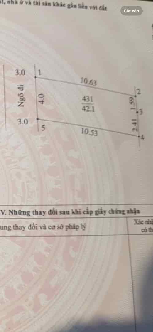 Cc gửi bán 42,1m ngọc hoà  giáp chúc sơn đường ô tô đỗ cửa giá 1x tỉ