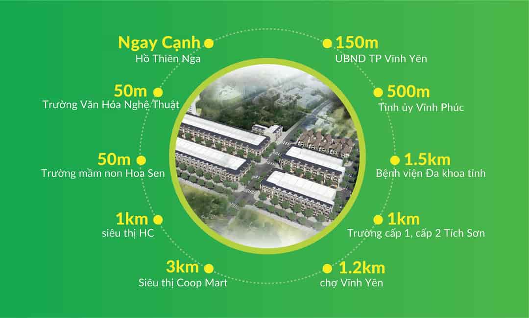 Bán 100m2 băng 2 đường Phạm Văn Đồng, giáp UBND TP Vinh Yên 2.4 tỷ