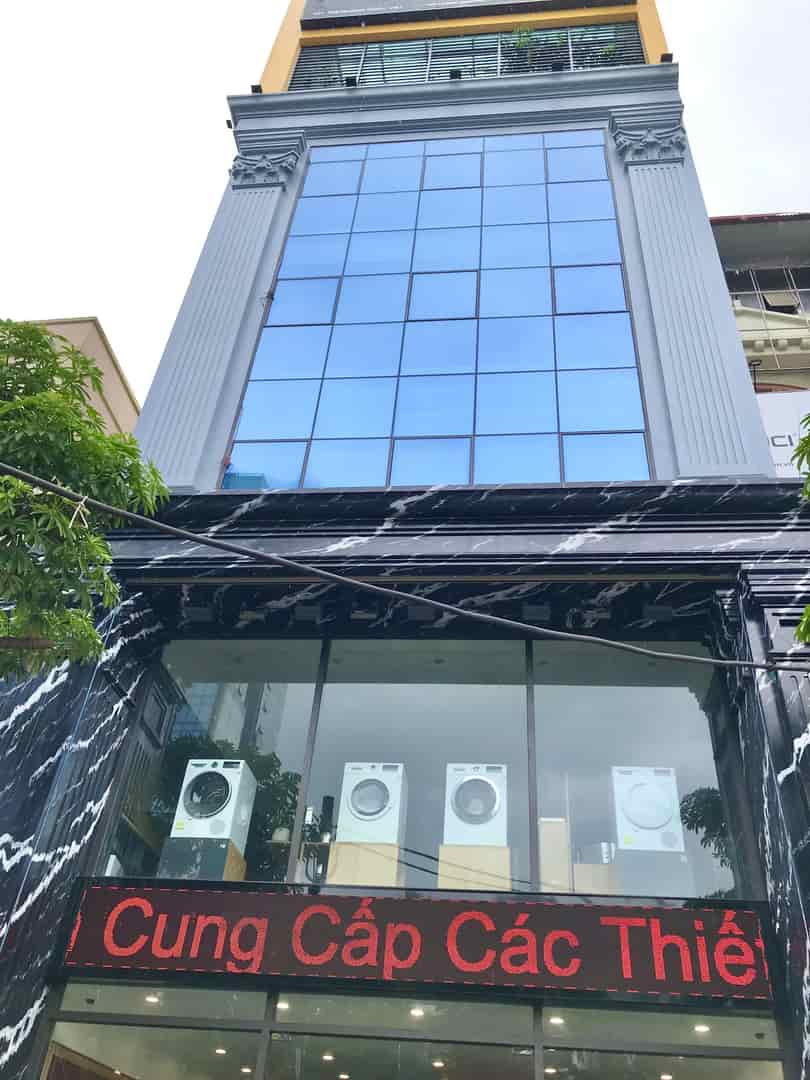 Bán nhà Hoàng Quốc Việt mặt tiền 8.4m showroom 7 tầng, 3 thoáng, thang máy, giá 132 tỷ