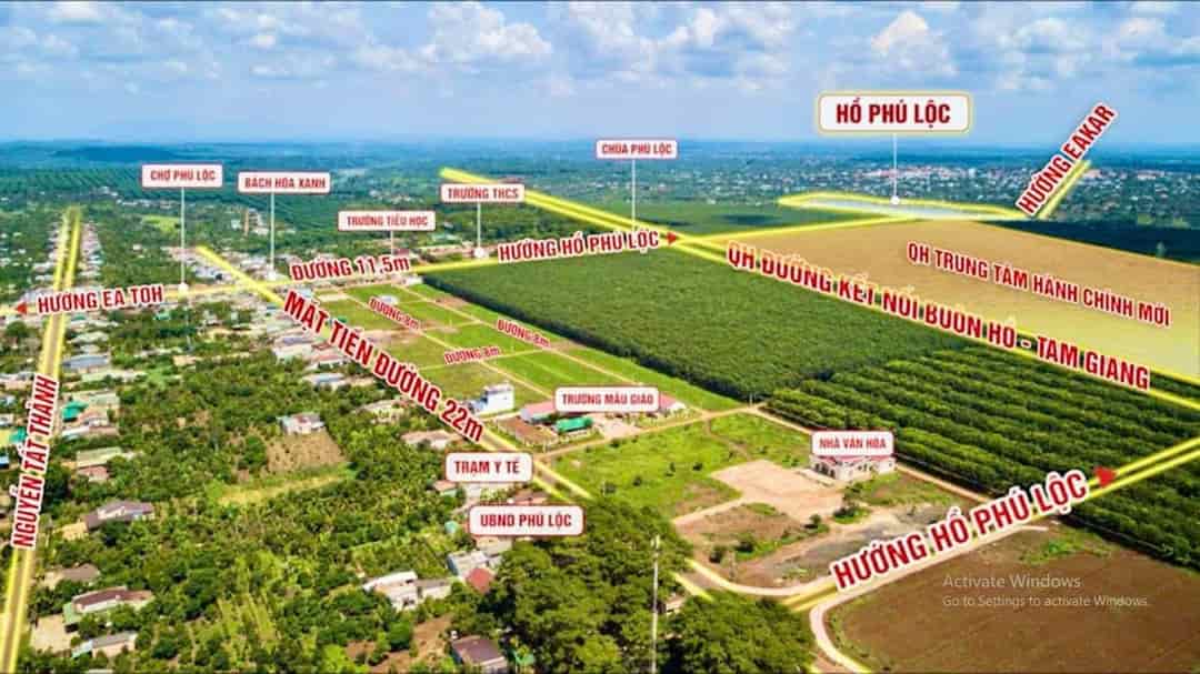 Bán nhà đất Tp Buôn Ma Thuột, đất đấu giá trung tâm uỷ ban Phú Lộc, Đăk Lăk, chỉ từ 4.5 triệu/m²