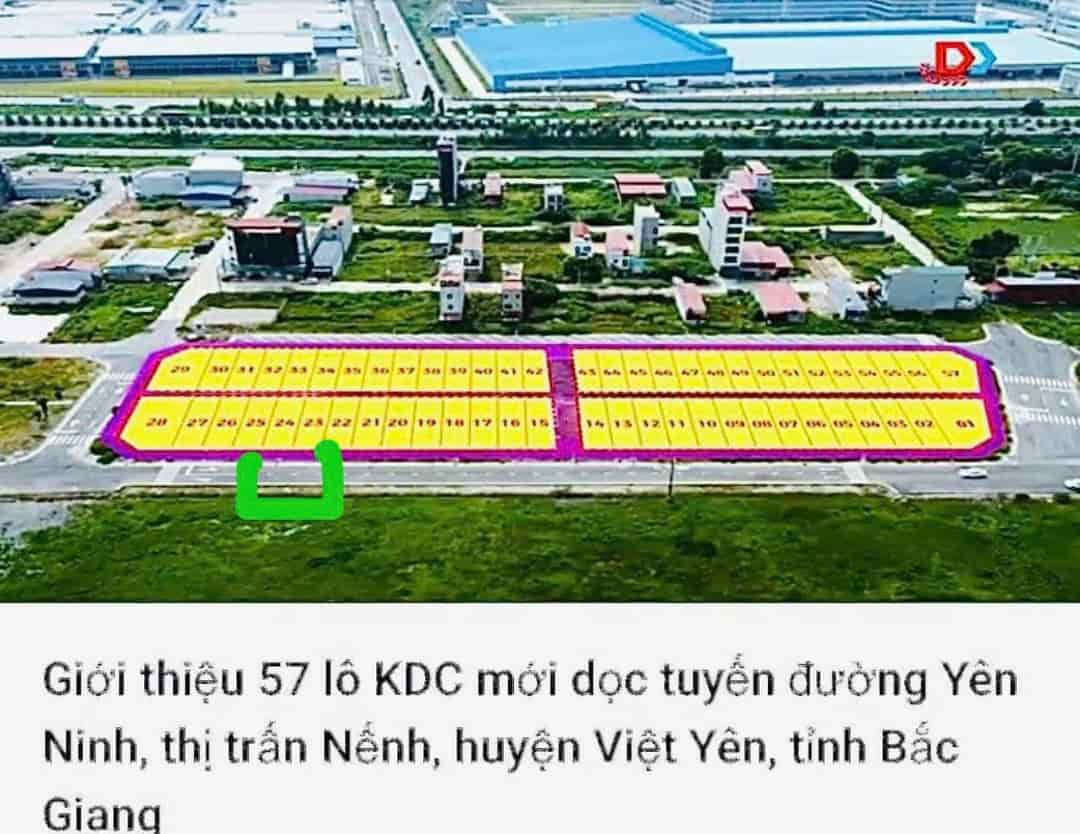 Lô đất đầu tư 85m, giá chỉ 85tr/m tại TT nếnh, Việt Yên, Bắc Giang