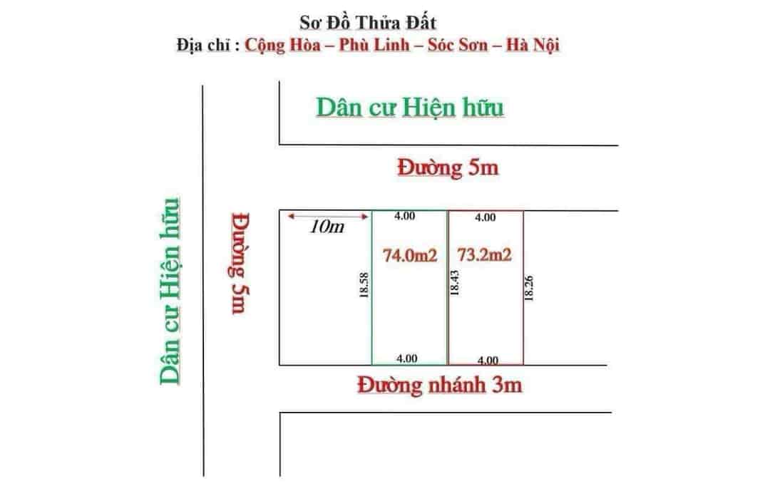 Cần bán ra lô đất dt 74m tại Cộng Hòa Phù Linh, vị chí đất nằm trong lõi dự án