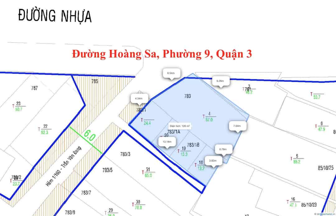 Vị trí siêu đẹp KD MT Hoàng Sa, phường 9, quận 3, N 10m DT vàng