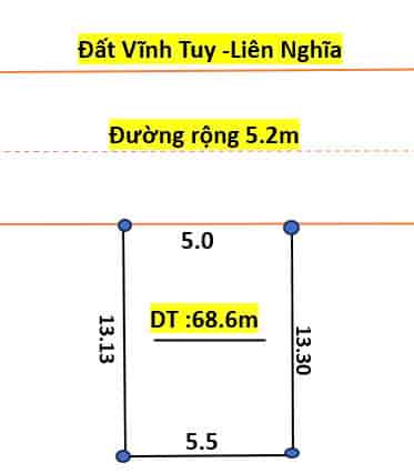 Bán đât Vĩnh Tuy Liên Nghĩa  thông số đẹp không tỳ vết diện tích 68.6m nở hậu giá đầu tư