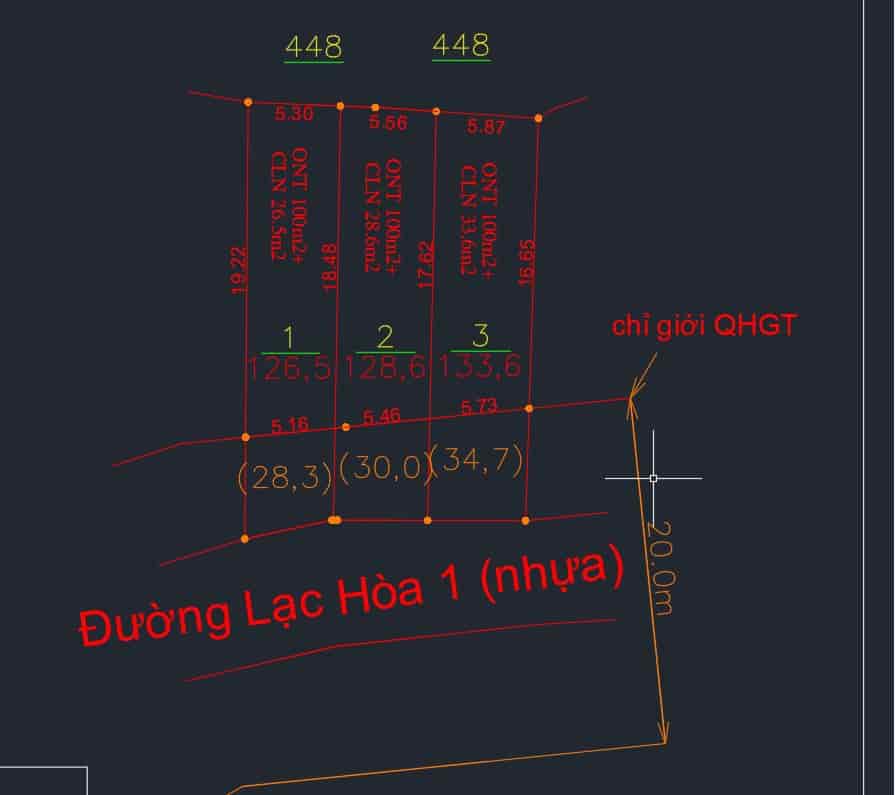 Bán đất mặt tiền Lạc Hoà 1, Diên Hòa, Diên Khánh, Khánh Hòa, qh rộng 20m