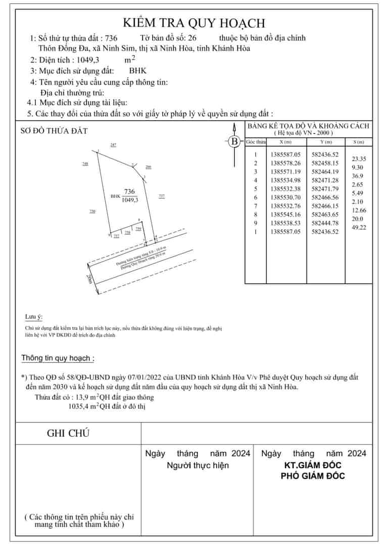 Kẹt tiền cần bán đất Ninh Sim, Ninh Hòa, mặt tiền đường Đống Đa, cạnh KCN Ninh Xuân 1049m giá 650tr