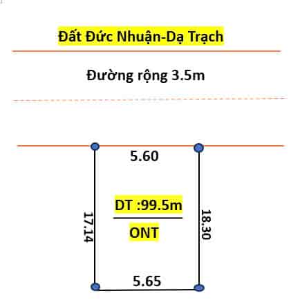 Bán đất Đức Nhuận Dạ Trạch diện tích 99.5m mặt tiền 5.56m nở hậu giá đầu tư