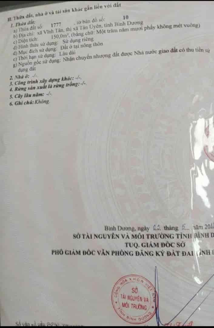 Cần bán gấp lô đất nền ngay Vĩnh Tân. 150m2. Sổ sẵn. Vị trí đẹp. Chỉ 1T780. Thanh toán 30% sang tên ngay