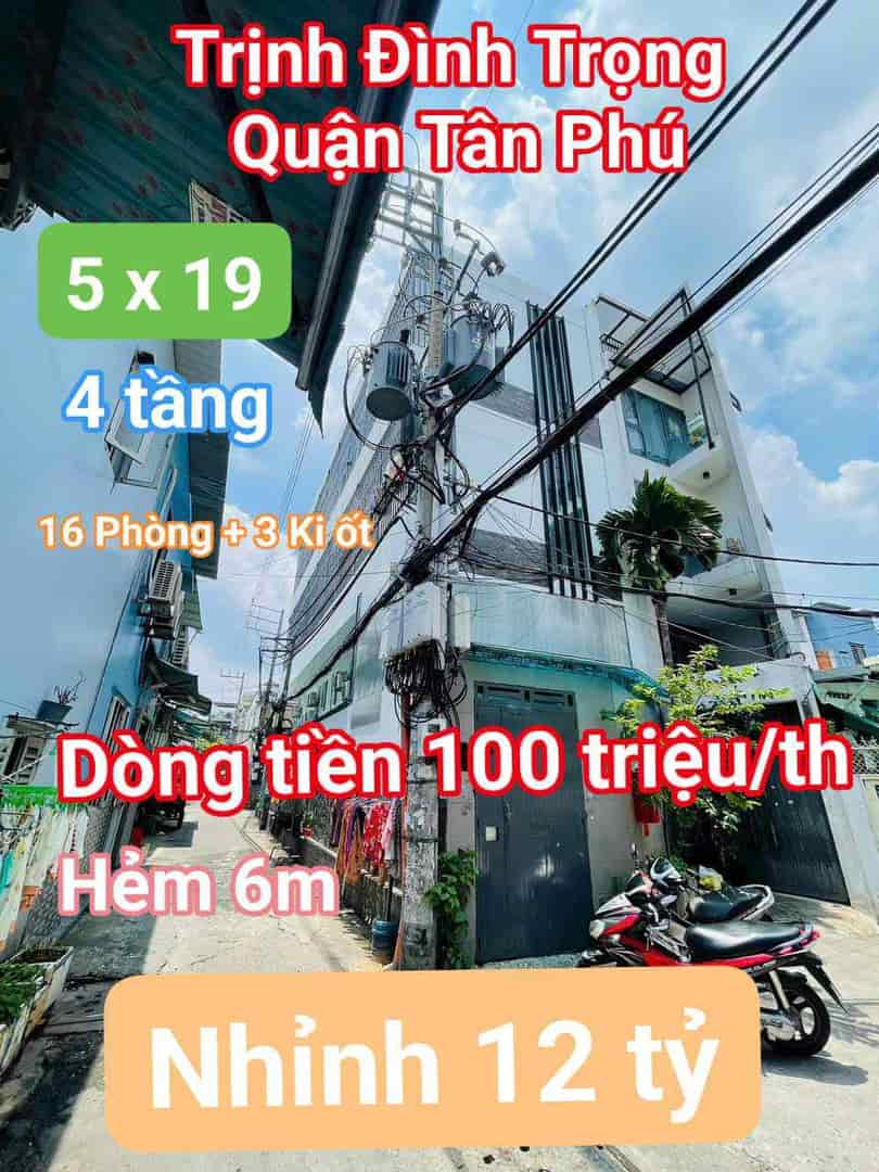 CHDV gần 100 tr/th, HXH gần Âu Cơ Tân Phú 93m2, 19ph, hơn 12 tỷ