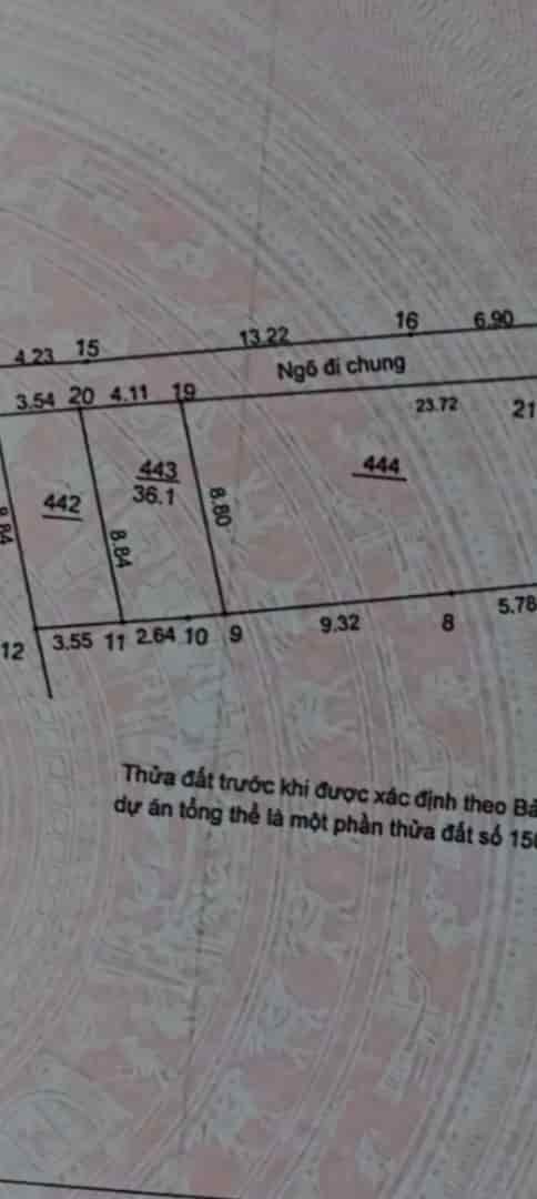 Chủ nhà đang cần tiền đành phải bán mảnh đất phúc lợi diện tích 36.1m ô tô vào đất, mặt tiền bằng hậu 4m