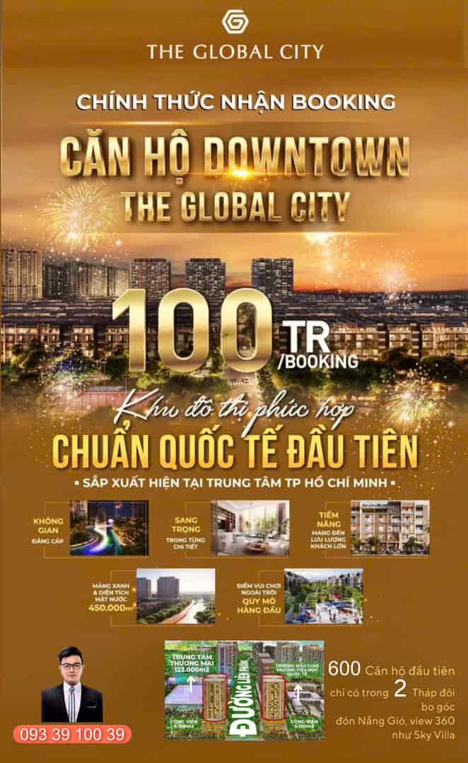 Booking căn hộ đầu tiên vang danh thế giới The Global City, nút giao 2 mặt tiền 40m