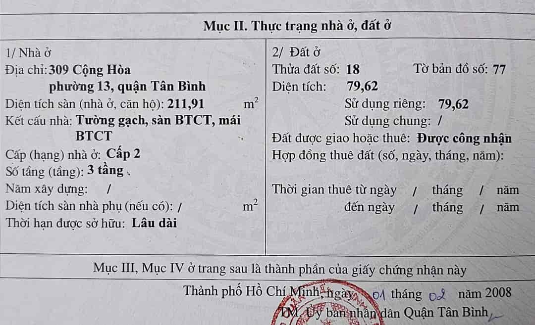 Bán nhà chính chủ đường Cộng Hòa, Tân Bình, Tp HCM, giá là 20 tỷ