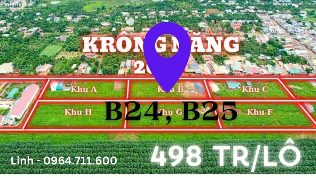 Chính chủ bán cắt lỗ KDC Phú Lộc, Đăk Lăk, mã B24, 25 chỉ 498 triệu
