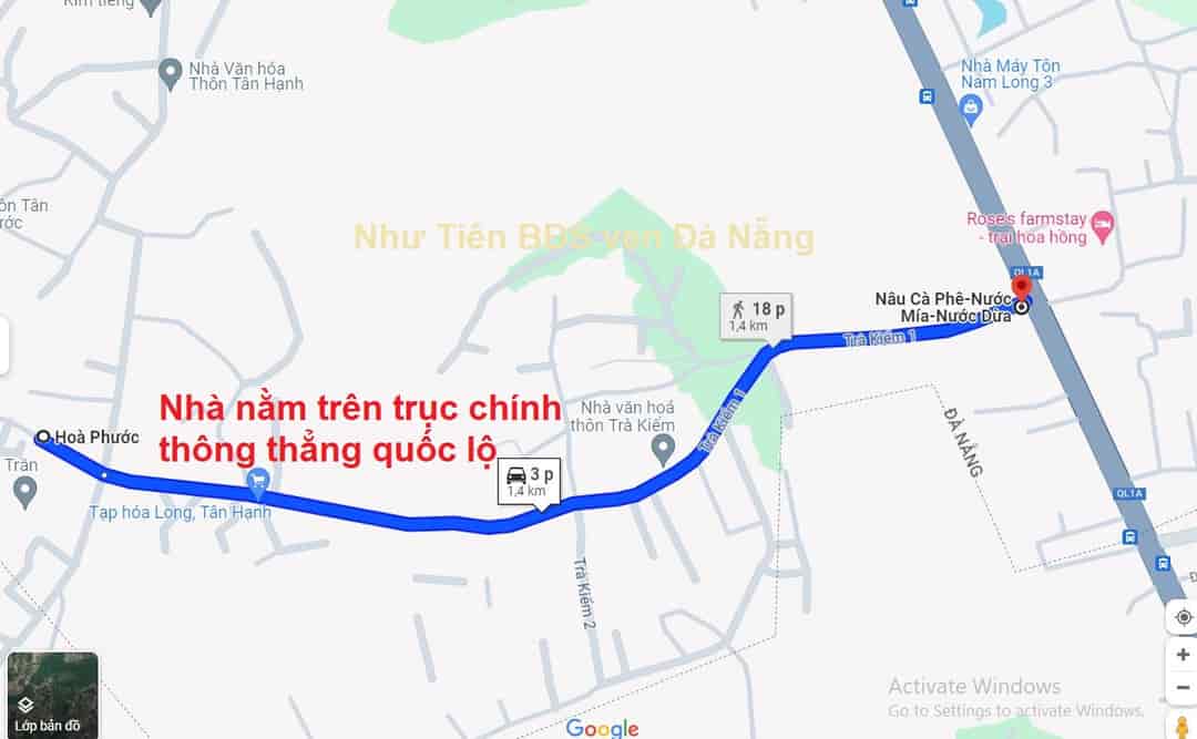 Bán nhà Hòa Phước, Hòa Vang, Đà Nẵng trục chính ngang 9m95, 150m2