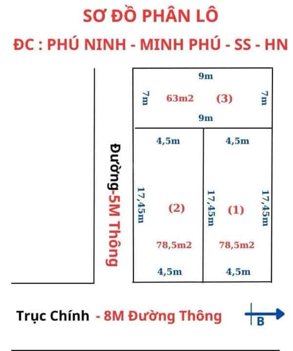 Bán 78.5m2 tại Phú Minh, Minh Phú, Sóc Sơn, phù hợp đầu tư lâu dài