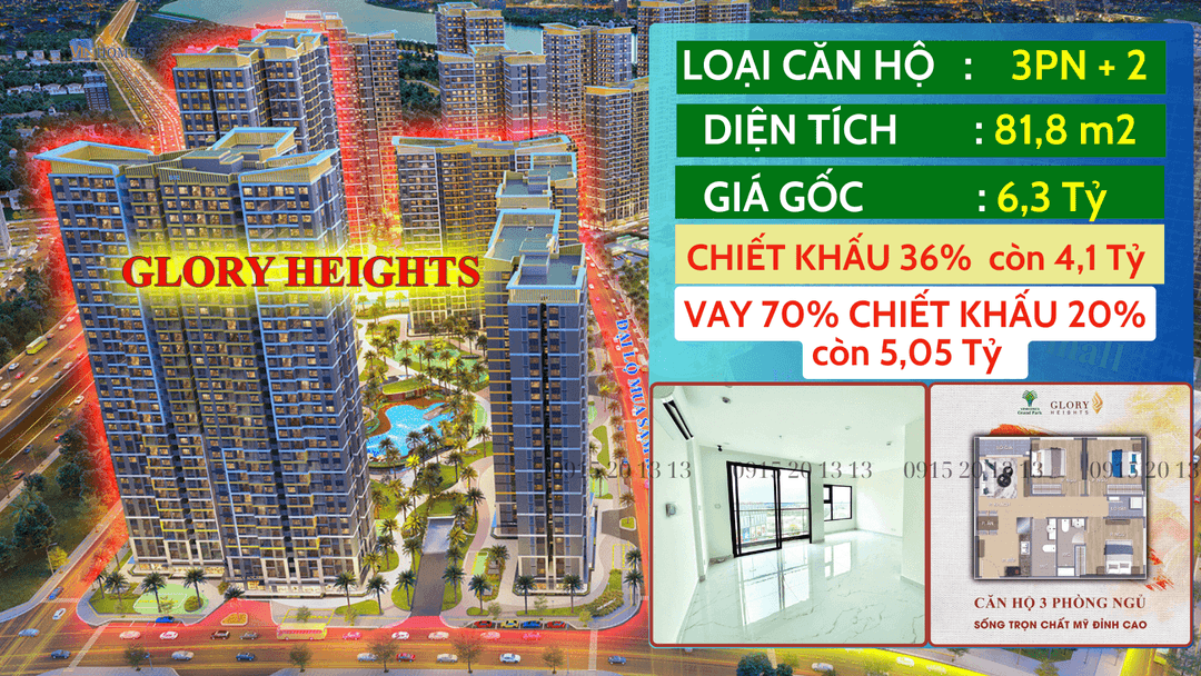 Vinhome Grand Park căn hộ 3pn, 81m2 còn 4.1 tỷ, vay 70% miễn gốc, lãi, phạt 48 tháng