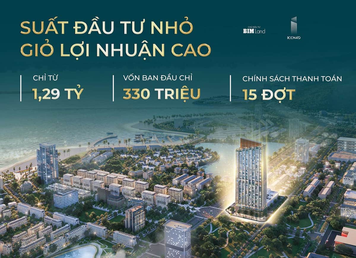 Căn hộ view biển Icon 40 Hạ Long giá chỉ 1,2tỷ, chia 15 đợt tt sở hữu lâu dài cạnh lotte vay lãi suất 0%