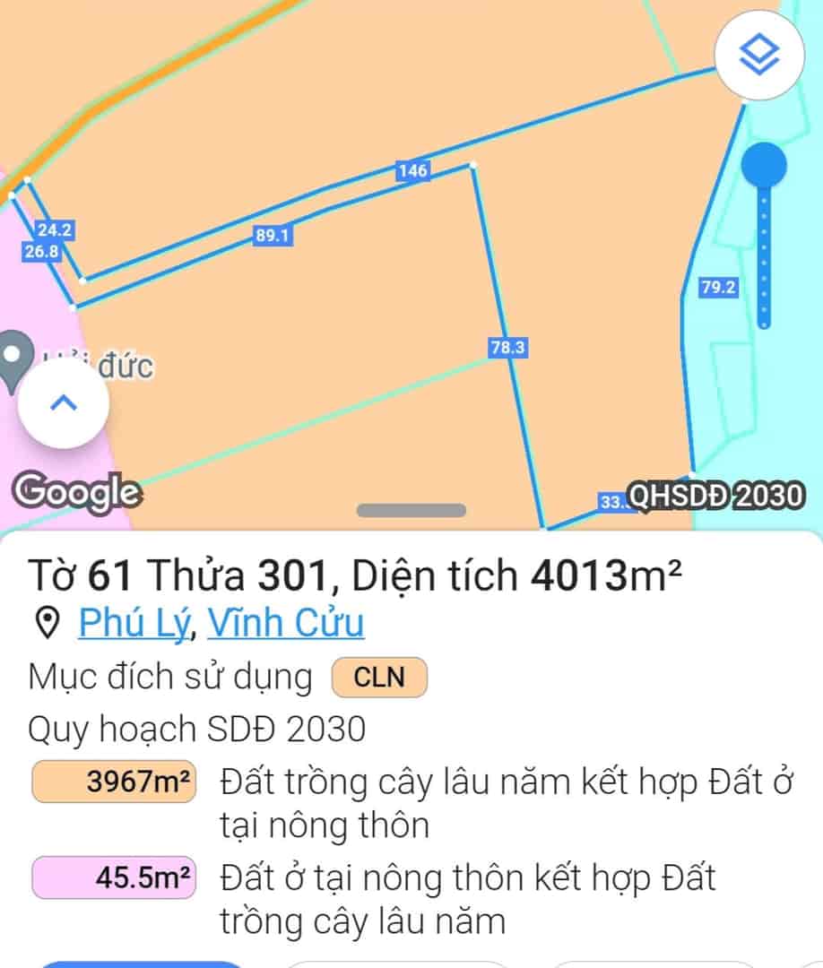 Đất chính chủ, giá tốt, vị trí đẹp tại xã Phú Lý, Huyện Vĩnh Cửu, Tỉnh Đồng Nai