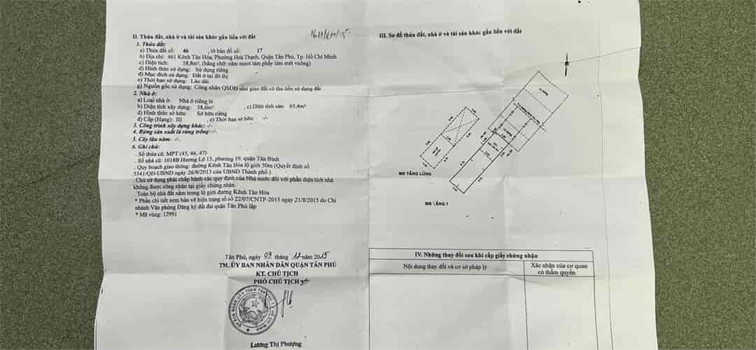 Nhà chính chủ, giá tốt, cần bán nhà tại Kênh Tân Hoá, phường Hòa Thạnh, quận Tân Phú, HCM