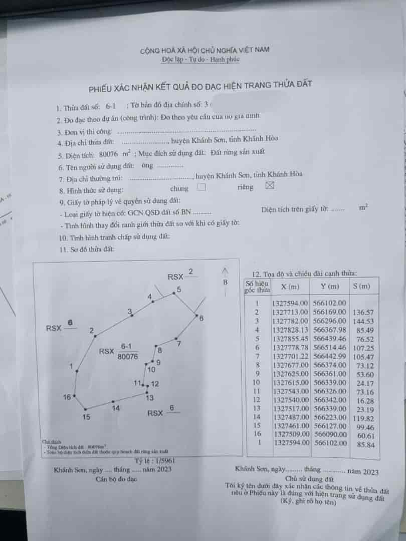 Đất giá rẻ chính chủ cần bán lô đất tại xã Sơn Lâm, huyện Khánh Sơn, tỉnh Khánh Hòa