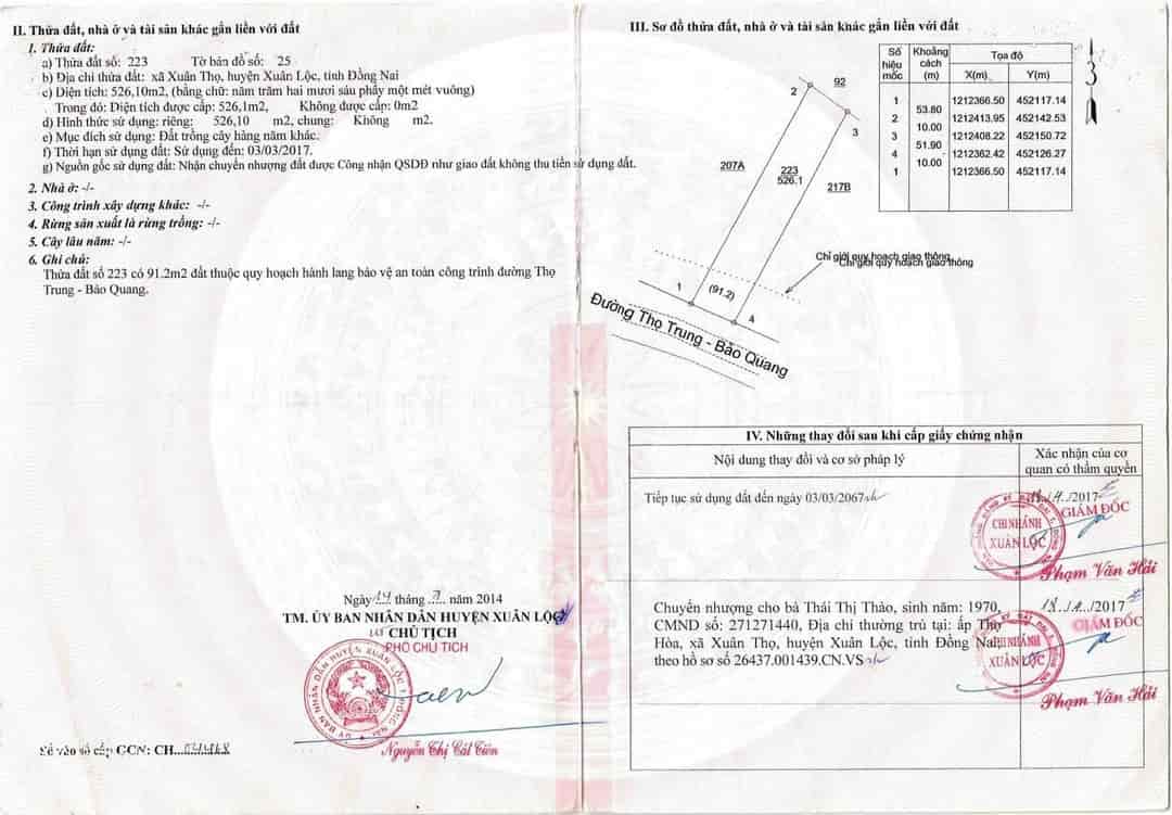 Chính chủ bán 2 lô liền kề vị trí xã Xuân Thọ, huyện Xuân Lộc, tỉnh Đồng Nai