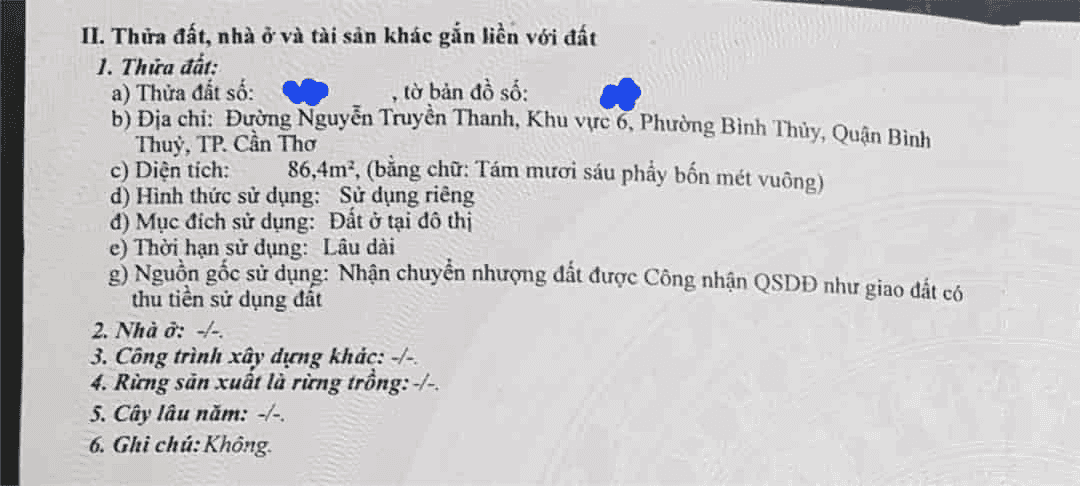 Chính chủ cần bán nhanh đất mặt tiền đường Nguyễn Truyền Thanh, P. Bình Thủy, Q.Bình Thuỷ, Cần Thơ