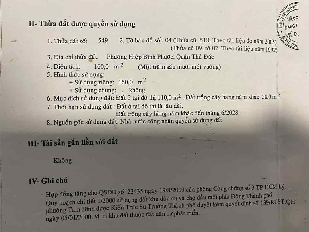 Chính chủ cần bán lô đất tại đường số 10, Phường Hiệp Bình Phước, TP Thủ Đức, HCM