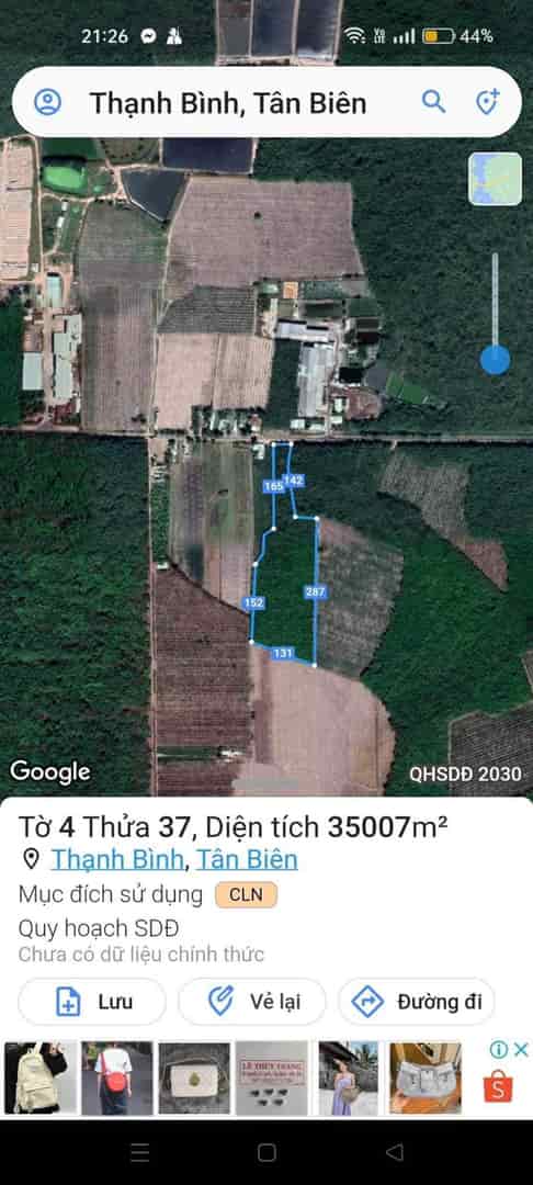 Chính chủ cần bán 2 lô đất mặt tiền vị trí đẹp tại xã Thạnh Bình, Tân Biên, Tây Ninh