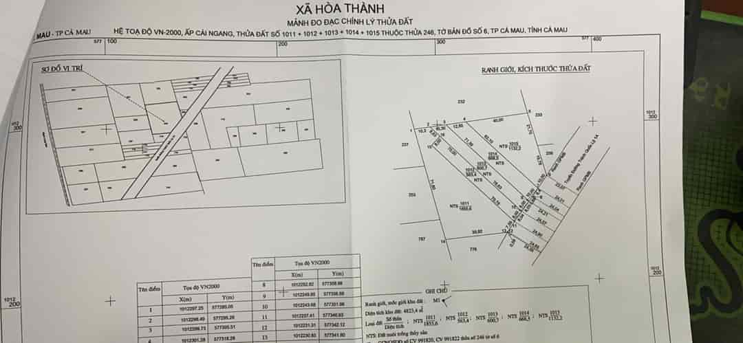 Chính chủ bán lô đất đẹp, giá tốt tại Cái Ngang, Hoà Thành, TP Cà Mau, Cà Mau