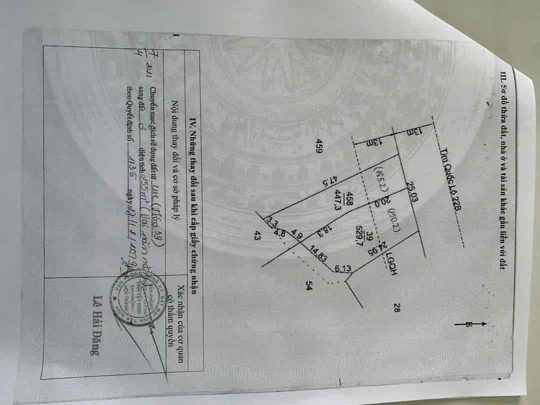 Chính chủ cần bán nhanh lô đất vị trí đắc địa mặt tiền quốc lộ 22b xã Hiệp Tân, Hòa Thành, Tây Ninh