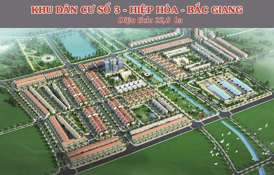 Phối cảnh tổng quan Khu dân cư số 3 thị trấn Thắng với quy mô 22.87ha